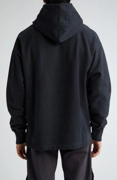 Shop Acne Studios Small Logo Embroidered Organic Cotton Hoodie In Black