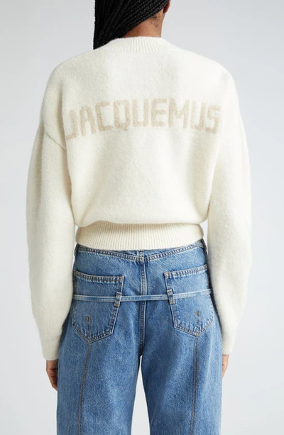 Shop Jacquemus La Maille Logo Jacquard Alpaca & Merino Wool Blend Sweater In Light Beige