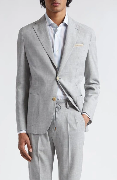 Shop Eleventy Unstructured Wool & Silk Blend Blazer In Light Gray Melange