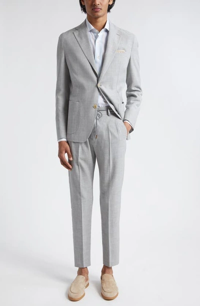 Eleventy Unstructured Wool & Silk Blend Blazer In Light Gray Melange