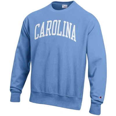 Shop Champion Carolina Blue North Carolina Tar Heels Arch Reverse Weave Pullover Sweatshirt In Light Blue