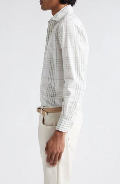 ELEVENTY ELEVENTY CHECK COTTON & LINEN BUTTON-UP SHIRT 