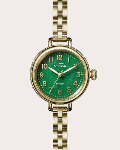 Shop Shinola Women's Aventurine Birdy Bracelet Watch In Green
