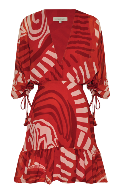 Shop Andres Otalora Alma De Mi Ruffled Chiffon Mini Dress In Red
