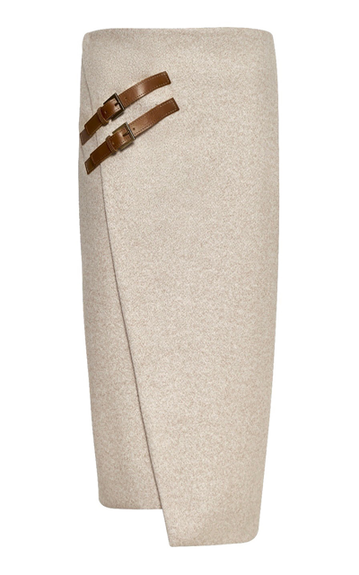Shop Andres Otalora Al Paso Buckle-detailed Wrap Skirt In Neutral