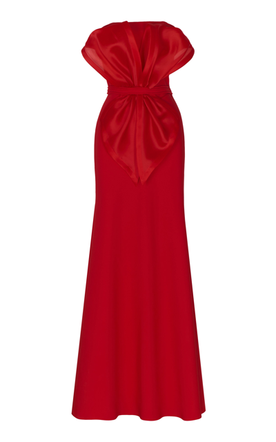 Shop Andres Otalora Raquira Sculpted Organza Gown In Red