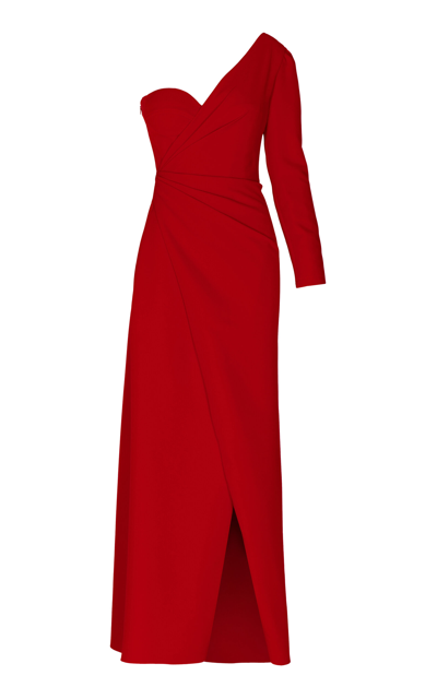 Shop Andres Otalora Un Recuerdo Draped One-shoulder Maxi Dress In Red