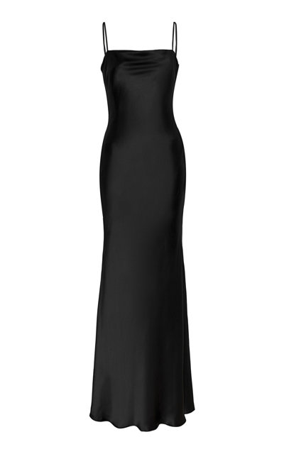 Shop Andres Otalora Poema Visual Strapless Silk Charmeuse Maxi Dress In Black