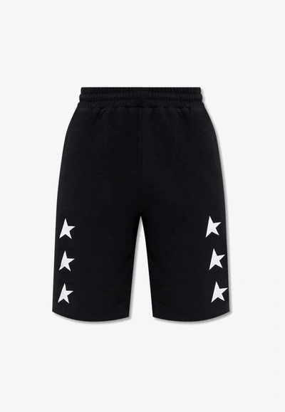Shop Golden Goose Db Bermuda Shorts With Star Logo Print In Black