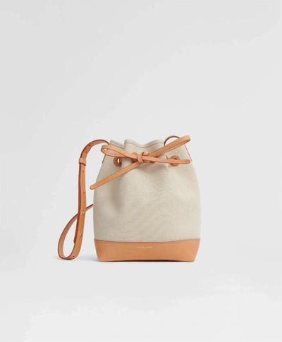 Mansur Gavriel Mini Drawstring Canvas Bucket Bag In Natural Canvas