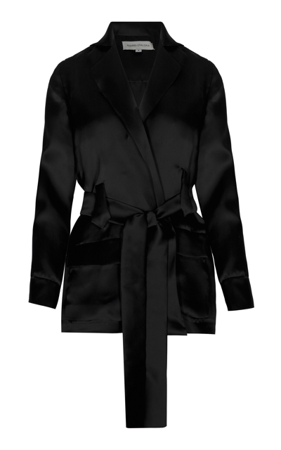 Shop Andres Otalora Pa' Existir Belted Silk Organza Wrap Jacket In Black