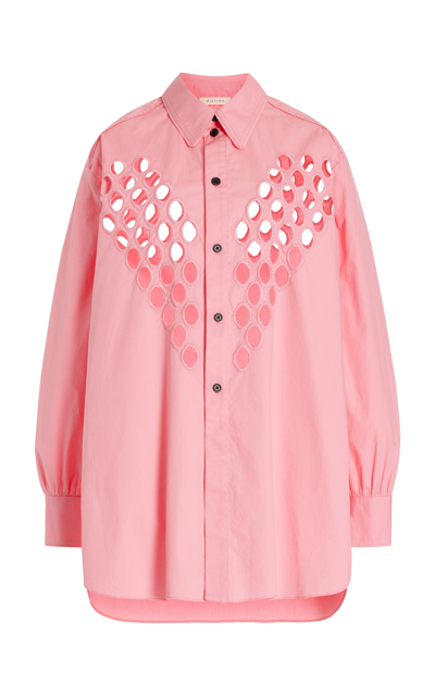 Diotima Long Cotton Turtleneck Top In Pink