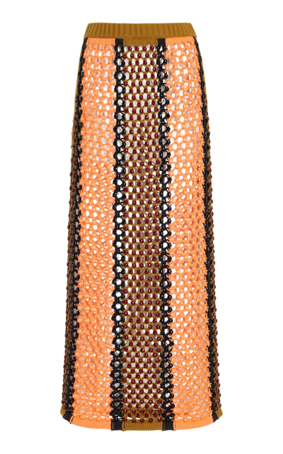 Shop Diotima Spice Cotton Crystal-mesh Midi Skirt In Multi
