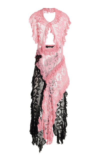 Shop Diotima Drift Crocheted Cotton Midi Dress In Pink