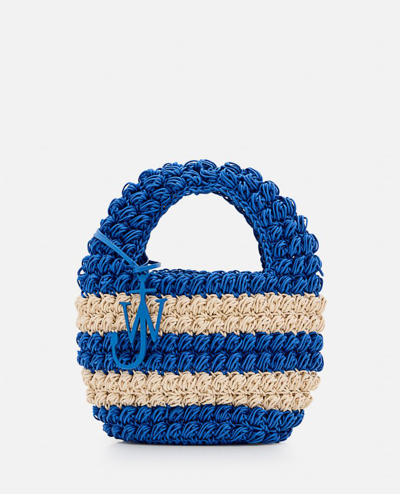 Shop Jw Anderson Popcorn Woven Basket Bag In Blue