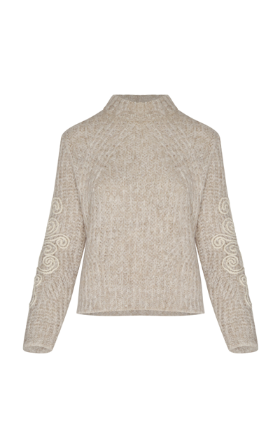 Shop Andres Otalora Raices Embroidered Alpaca-blend Sweater In Neutral