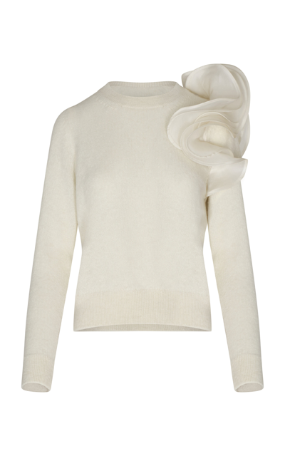 Shop Andres Otalora Inolvidable Ruffled Alpaca-wool Top In Off-white