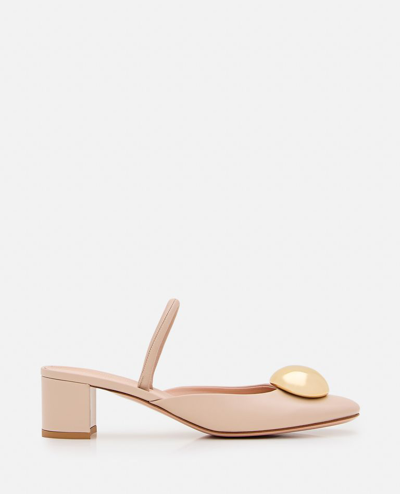 Shop Gianvito Rossi Leather Slingback In Beige