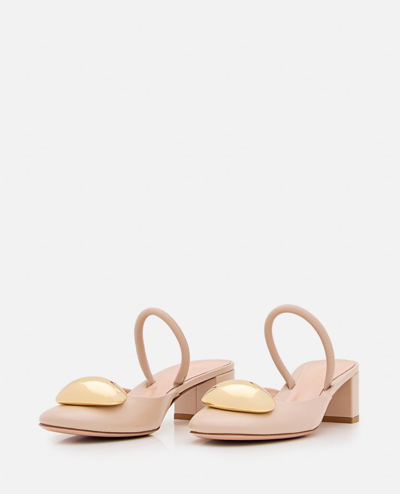 Shop Gianvito Rossi Leather Slingback In Beige