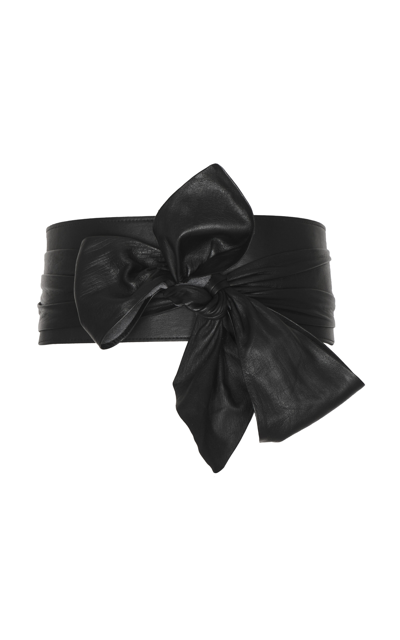Shop Andres Otalora Viviendo Leather Bow Belt In Black