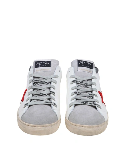 Shop Ama Brand Leather Sneakers In White/grey