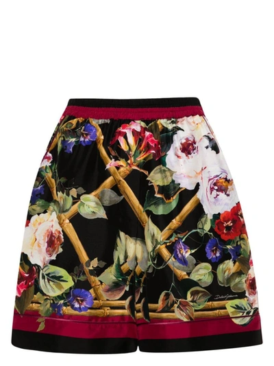 Shop Dolce & Gabbana Floral Pajama Shorts Clothing In Black