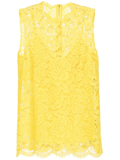 Shop Dolce & Gabbana Floral Top In Yellow & Orange