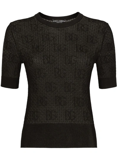 Shop Dolce & Gabbana Top With Jacquard Monogram In Black