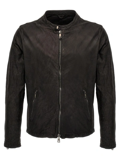 Shop Giorgio Brato Biker Leather Jacket In Brown