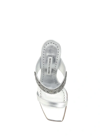 Shop Manolo Blahnik Sandals In Silver