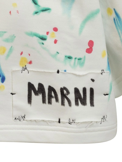 Shop Marni Multicolor Cotton Sweatshirt In White