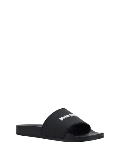 Shop Palm Angels Logo Pool Sliders In Black