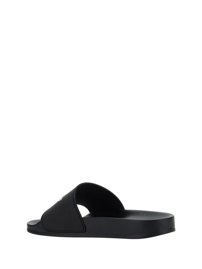 Shop Palm Angels Logo Pool Sliders In Black