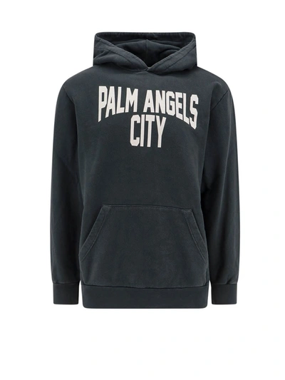 Shop Palm Angels Sweatshirt With Logo In Dark Grey White