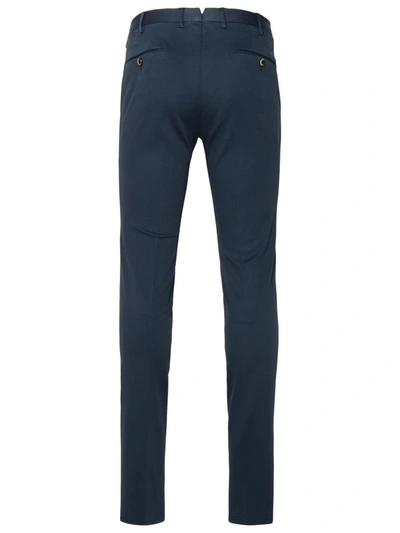 Shop Pt01 Navy Cotton Blend Trousers In Blue