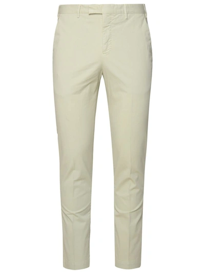 Shop Pt01 Light Grey Cotton Blend Trousers In Cream