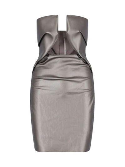 Shop Rick Owens Denim Short Dress In Grey
