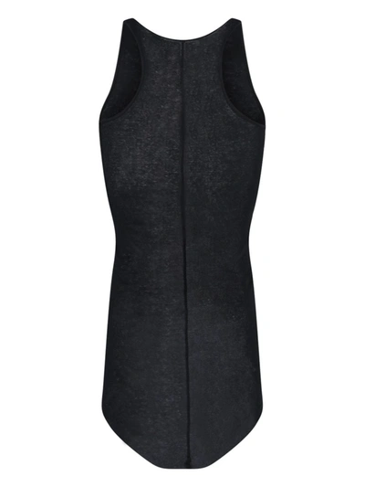Shop Rick Owens Black Tank Top With Curved Hem In Cotton Man