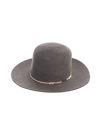 Shop Superduper Round Crown Large Raw Brim Casamarine Beadwork Accessories In Brown