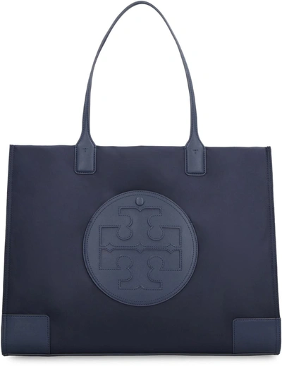 Tory Burch 'ella Small' Blue Tote Bag With Tonal Logo Detail In Blue