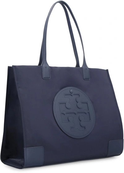 Tory Burch 'ella Small' Blue Tote Bag With Tonal Logo Detail In Blue