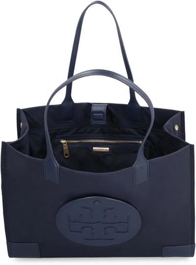 Tory Burch 'ella Small' Blue Tote Bag With Tonal Logo Detail In Blue