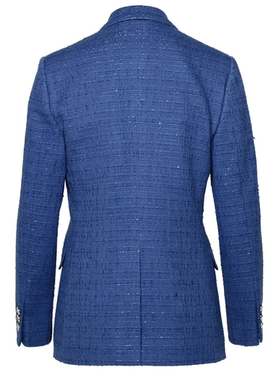 Shop Versace Blue Cotton Blend Blazer