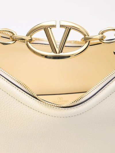 Shop Valentino Vlogo Moon Small Hobo Bag In Cream