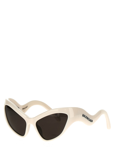 Balenciaga 'curved Cat Eye' Sunglasses In White