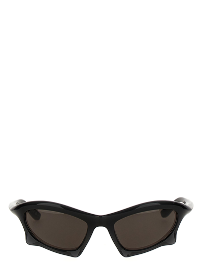 Shop Balenciaga Bat Rectangle Sunglasses In Black