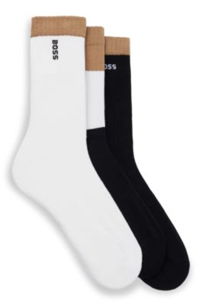 Shop Hugo Boss Three-pack Of Short-length Socks With Logo Details In Patterned
