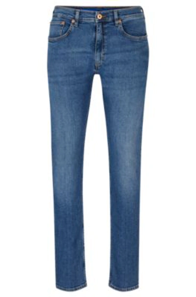 Hugo Boss Extra-slim-fit Jeans In Navy Stonewashed Stretch Denim In Dark Blue