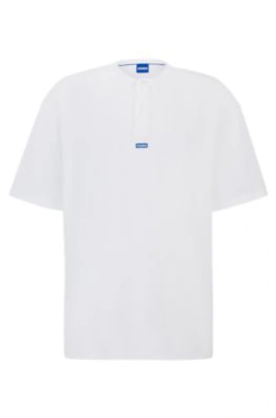 Shop Hugo Loose-fit T-shirt With Henley Neckline In White