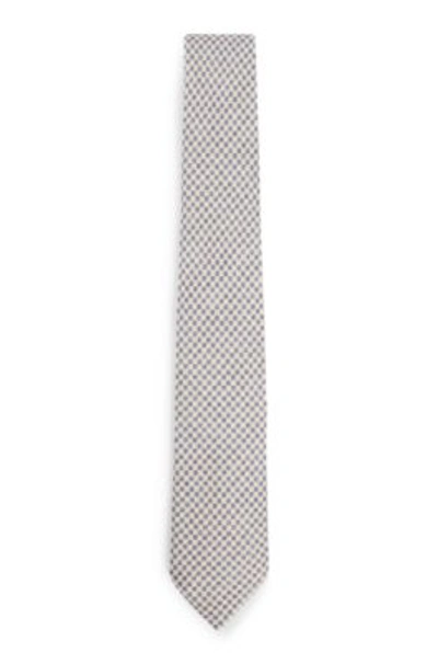 Shop Hugo Boss Dot-print Tie In Linen And Cotton In Light Beige
